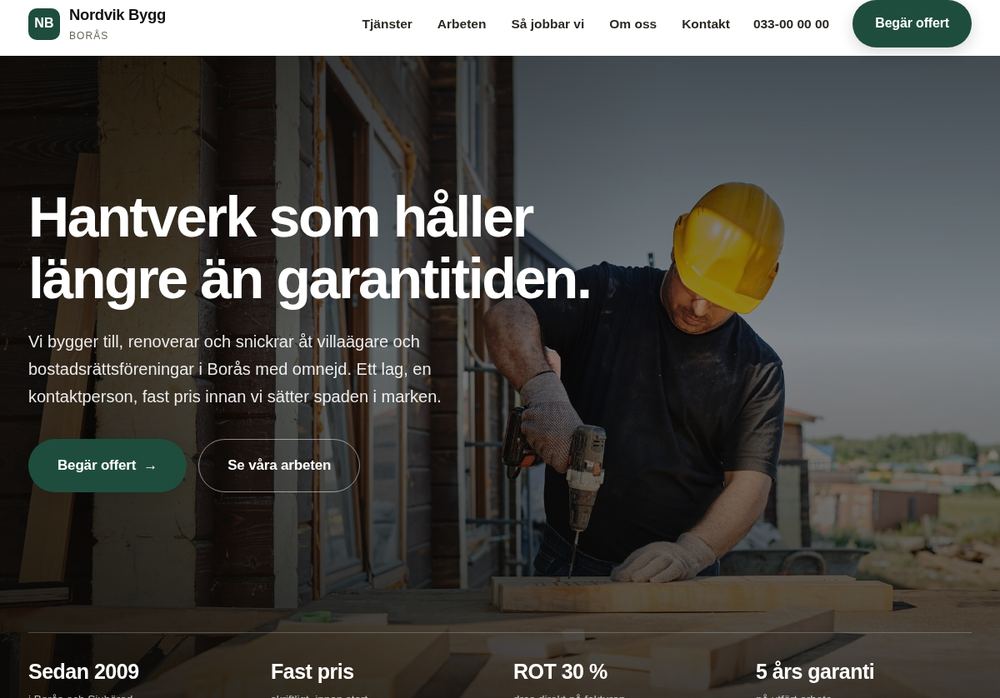 Demosidan för Bygg och hantverk