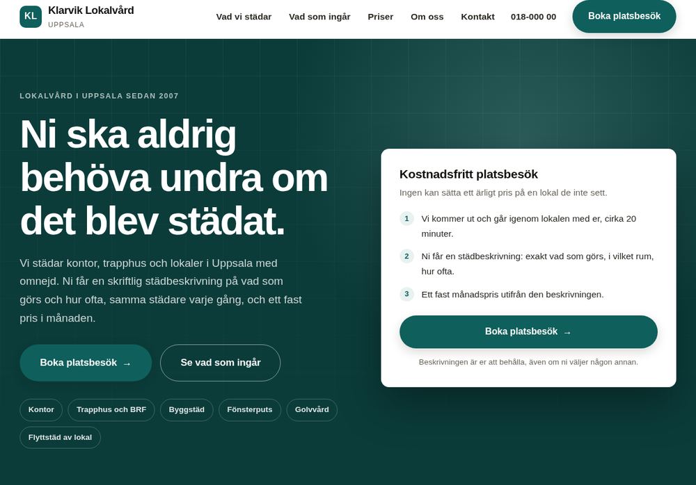 Demosidan för Städ och fastighetsservice