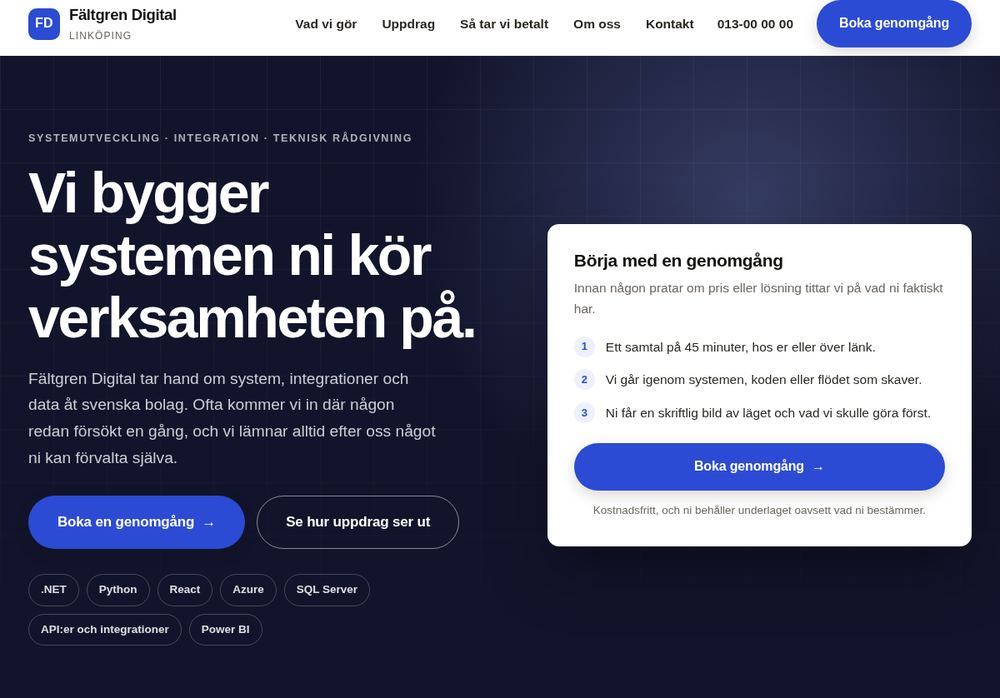 Demosidan för Konsult, it och teknik